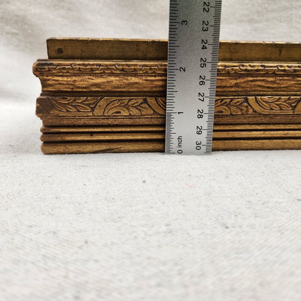 VTG Trinket Jewelry Box Carved Wood Mirror Interior Glass Top Gold Tone 8X6X2.5" - Picture 14 of 15